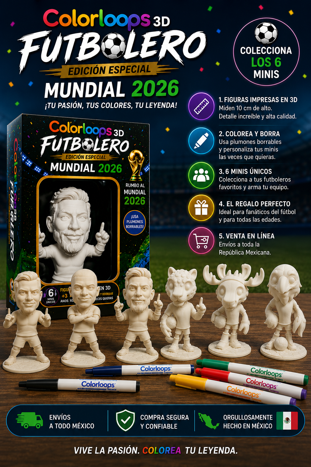 Futboleros Edición especial Mundial 2026. Colorloops 3D